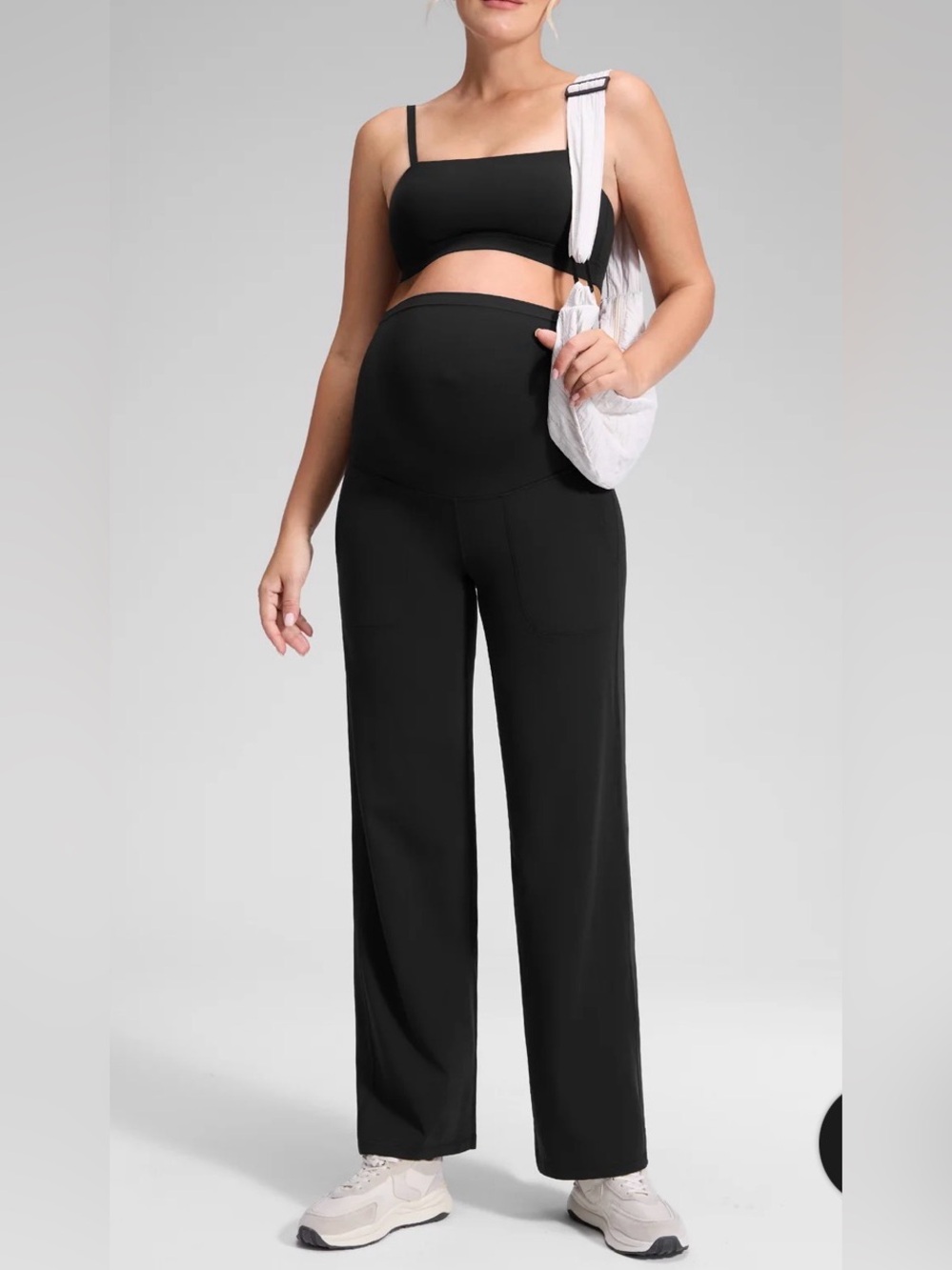 CRZ Yoga | Butterluxe Maternity Pocket Pants in Black 31.5" Wide Leg Super Comfy